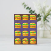 Leuke 8-bit hamburger kleurrijke fast food fun pix briefkaart (Staand voorkant)