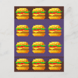 Leuke 8-bit hamburger kleurrijke fast food fun pix briefkaart