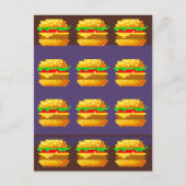 Leuke 8-bit hamburger kleurrijke fast food fun pix briefkaart (Voorkant)