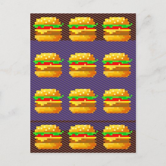 Leuke 8-bit hamburger kleurrijke fast food fun pix briefkaart (Voorkant)