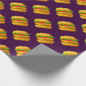 Leuke 8-bit hamburger kleurrijke fast food fun pix cadeaupapier (Hoek)