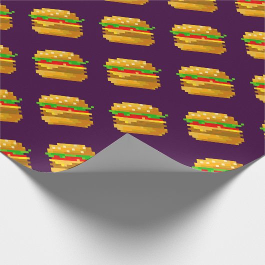 Leuke 8-bit hamburger kleurrijke fast food fun pix cadeaupapier (Hoek)