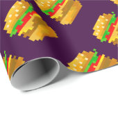 Leuke 8-bit hamburger kleurrijke fast food fun pix cadeaupapier (Rol Hoek)