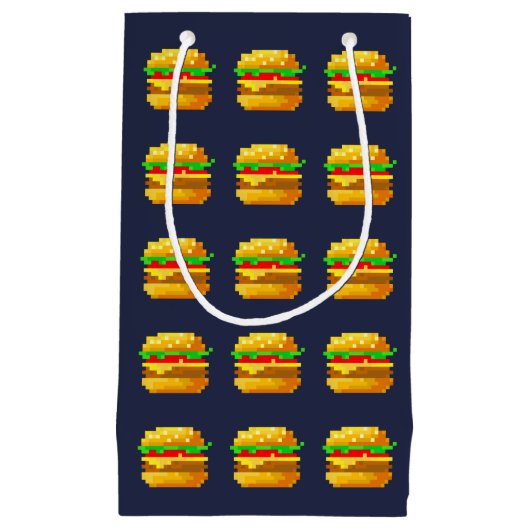 Leuke 8-bit hamburger kleurrijke fast food fun pix klein cadeauzakje (Voorkant)