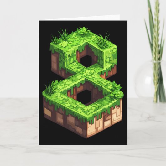 Leuke 8e verjaardag nummer 8 videogamer pixel them kaart (Voorkant)