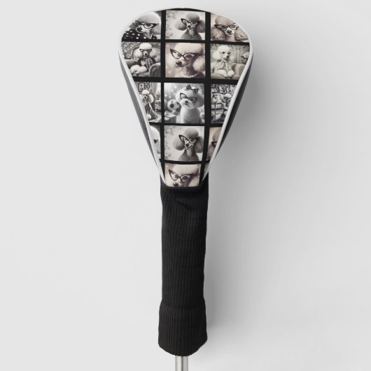 Leuke 9 foto-collage afbeeldingen golfheadcover (Voorkant)