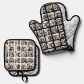 Leuke 9 foto collage afbeeldingen ovenwant & pannenlap set (Voorkant / Achterkant)