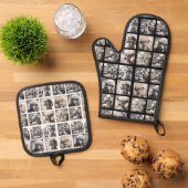 Leuke 9 foto collage afbeeldingen ovenwant & pannenlap set (Top down)