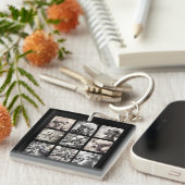 Leuke 9 foto-collage afbeeldingen sleutelhanger (Voorkant Rechts)