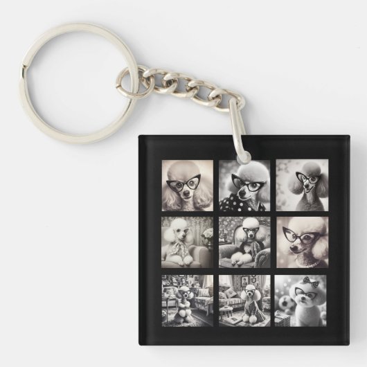 Leuke 9 foto-collage afbeeldingen sleutelhanger (voorkant)