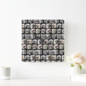 Leuke 9 foto collage afbeeldingen vierkante klok (Huis)