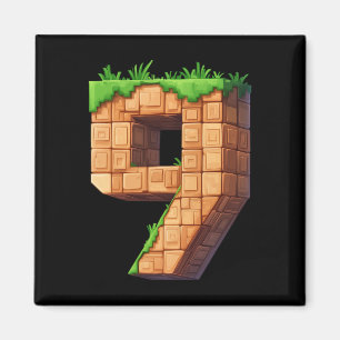Leuke 9e verjaardag nummer 9 videogamer pixel them magneet