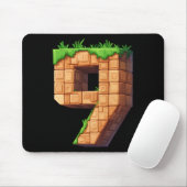 Leuke 9e verjaardag nummer 9 videogamer pixel them muismat (Met muis)