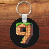 Leuke 9e verjaardag nummer 9 videogamer pixel them sleutelhanger (Voorkant)