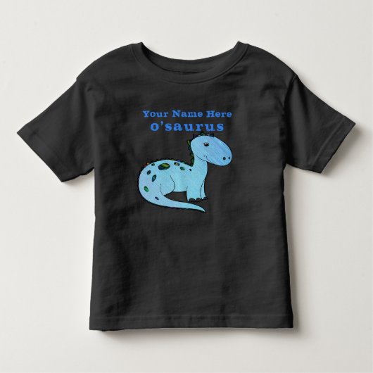 Leuke aangepaste blauwe dinosaurus met de naam van kinder shirts (Voorkant)