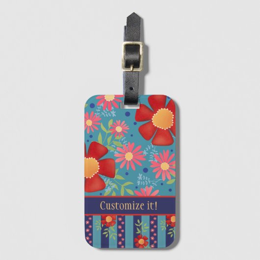 Leuke aangepaste bloemmotief naam Inspirivity Bagagelabel (Voorkant (verticaal))