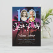 Leuke aangepaste foto Luau 100e verjaardagsfeestje Kaart (Staand voorkant)