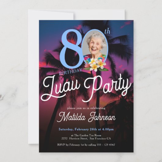Leuke aangepaste foto Luau 80ste verjaardagsfeestj Kaart (Voorkant)