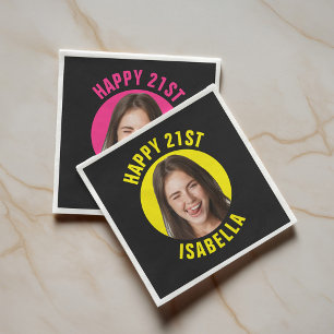 Leuke aangepaste gezichts foto Fijne 21e verjaarda Servet