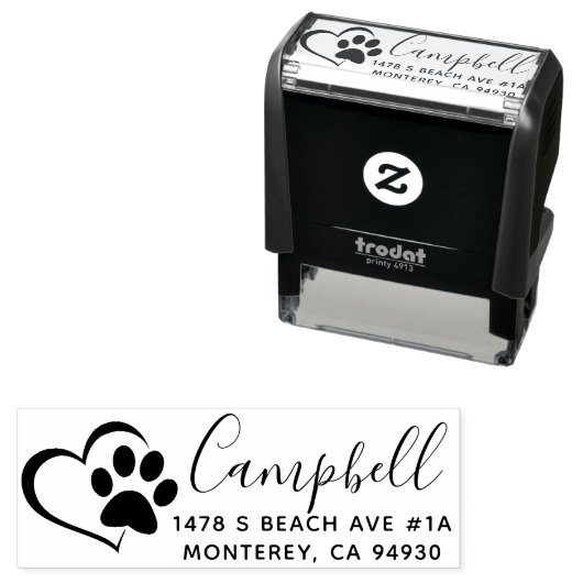 Leuke aangepaste hond adres stempel met hart en po (In situ)