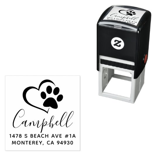 Leuke aangepaste hond adres stempel met hart en po (In situ)