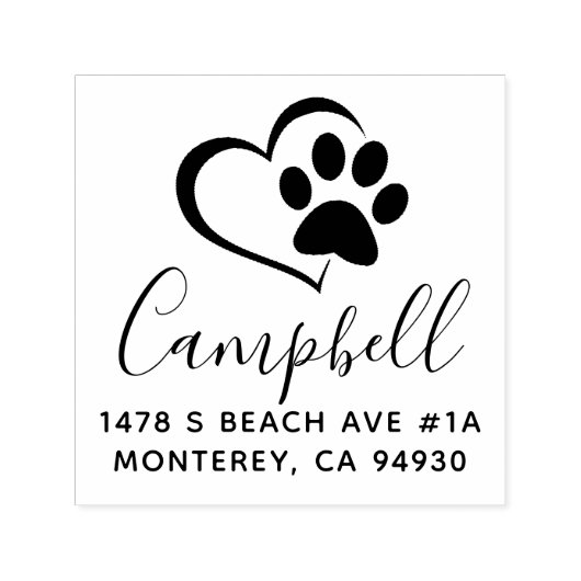 Leuke aangepaste hond adres stempel met hart en po (Design)