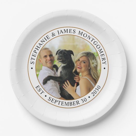 Leuke aangepaste huisdier bruiloft foto papieren bordje (Voorkant)