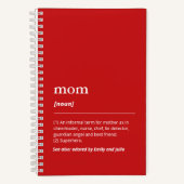 Leuke aangepaste kinderennamen voor rode mama-defi notitieboek (Voorkant)