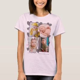 Leuke aangepaste liefde sjabloon foto roze harten t-shirt