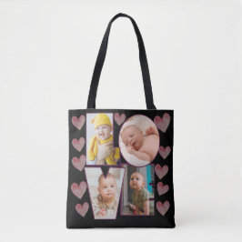Leuke aangepaste liefde sjabloon foto roze harten tote bag