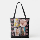 Leuke aangepaste liefde sjabloon foto roze harten tote bag (Achterkant)