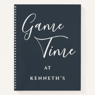 Leuke aangepaste minimale Navy Blue Witte Speltijd Notitieboek