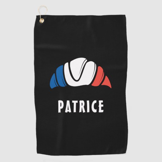 Leuke aangepaste naam Cool Franse vlag Croissant Golfhanddoek (Voorkant)