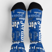 Leuke aangepaste naam Donkerblauw Wit Mannen Sokken (Top)