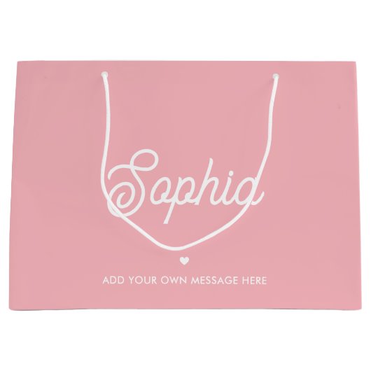Leuke aangepaste naam Roze moderne meisjesachtige  Groot Cadeauzakje (Voorkant)