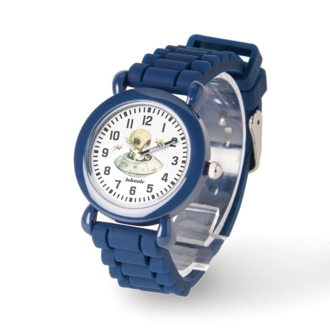 Leuke Aangepaste Naam Ruimte Alien Horloge (Hoek)