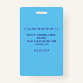 Leuke aangepaste school leraar regenboog naam blau badge (Achterkant)