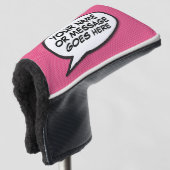 Leuke aangepaste spraakballon stripboek roze golfheadcover (3/4 voorkant)