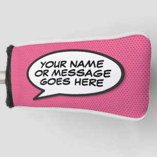 Leuke aangepaste spraakballon stripboek roze golfheadcover