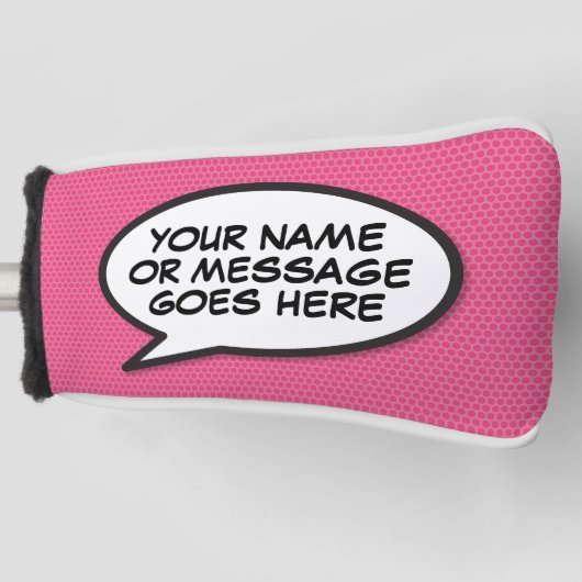 Leuke aangepaste spraakballon stripboek roze golfheadcover (Voorkant)