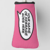 Leuke aangepaste spraakballon stripboek roze golfheadcover (Draai 90)