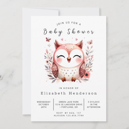 Leuke aangepaste uil Baby shower Kaart (Voorkant)