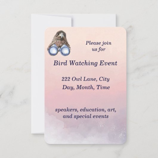 Leuke aangepaste vogelobservatie-evenement  kaart (Achterkant)