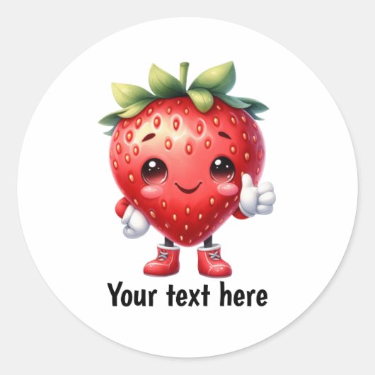 Leuke aanpasbare aardbei fruit ronde sticker (Voorkant)