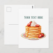 Leuke aanpasbare aardbeienpannenkoeken diner briefkaart (Voorkant / Achterkant)