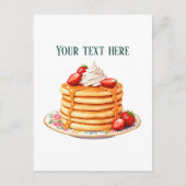Leuke aanpasbare aardbeienpannenkoeken diner briefkaart (Voorkant)
