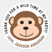 Leuke Aap Oerwoud Safari Dier Kids Verjaardag Ronde Sticker (Voorkant)