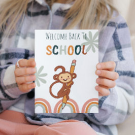 Leuke Aap Terug naar School Feestdagenkaart