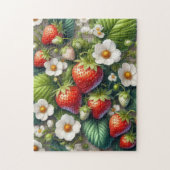 Leuke Aardbei Bladeren Bloemen Jigsaw Puzzel (Verticaal)
