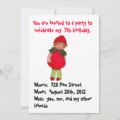 Leuke aardbei Kind verjaardagsfeestuitnodiging Kaart (Achterkant)